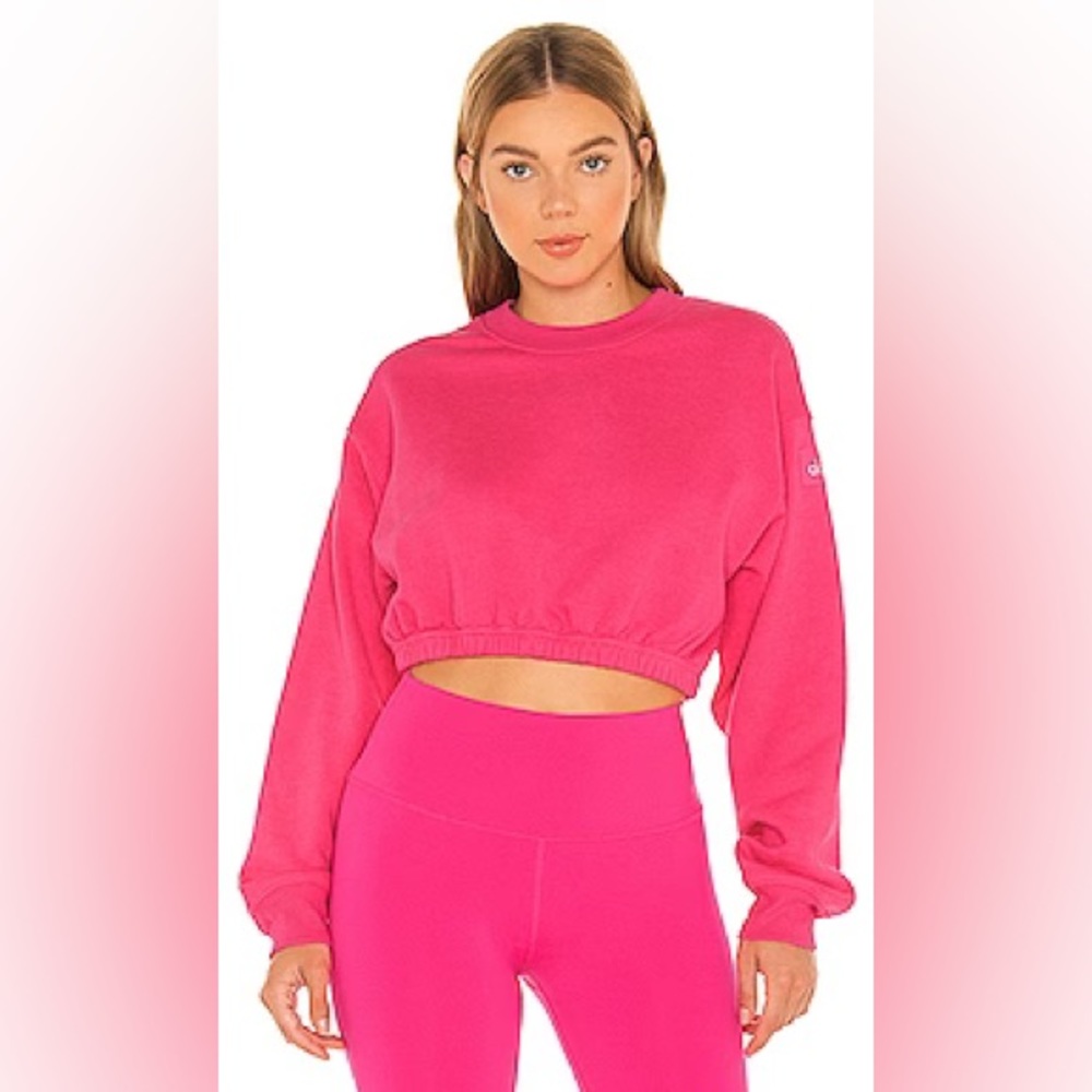 ALO Cropped Pink Crewneck
